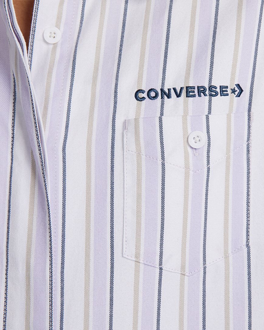 Women's Converse Striped Woven Button-Up Shirts Purple | AU 6835CW